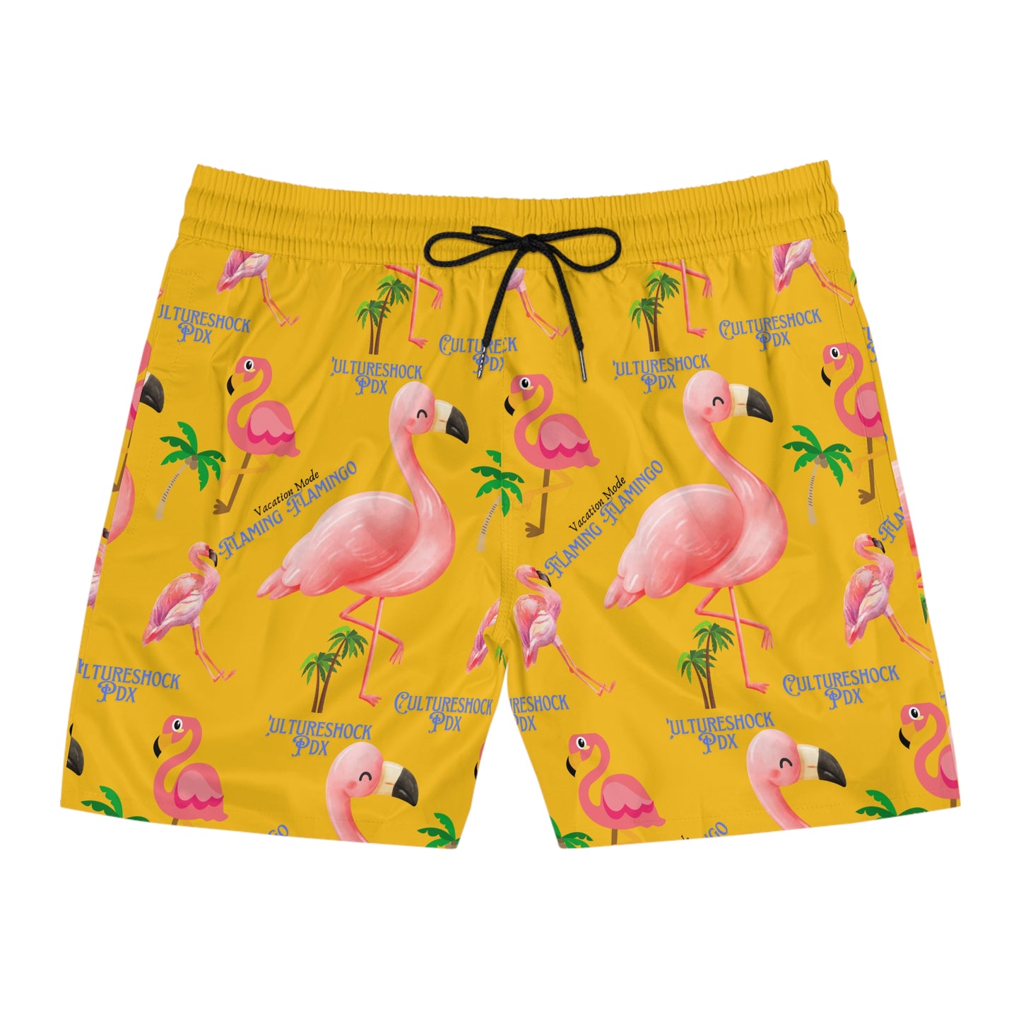Vacation Flamingo CultureShock Men's Mid-Length Swim Shorts (AOP)