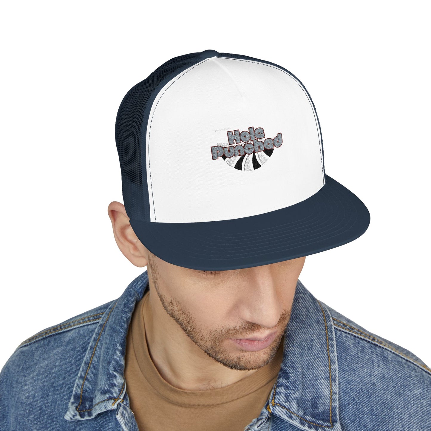 Hole Punched 5 Panel Trucker Cap (Embroidery)