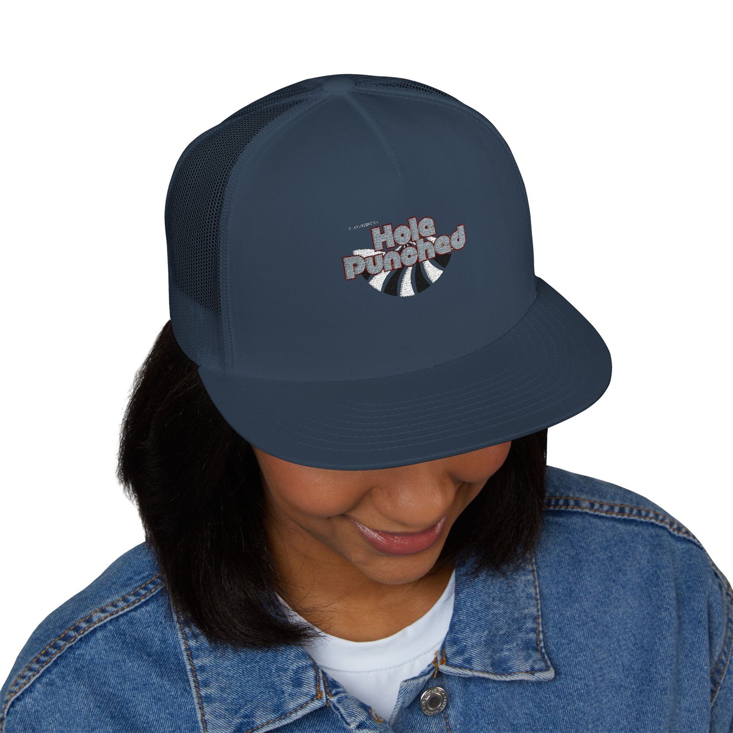 Hole Punched 5 Panel Trucker Cap (Embroidery)