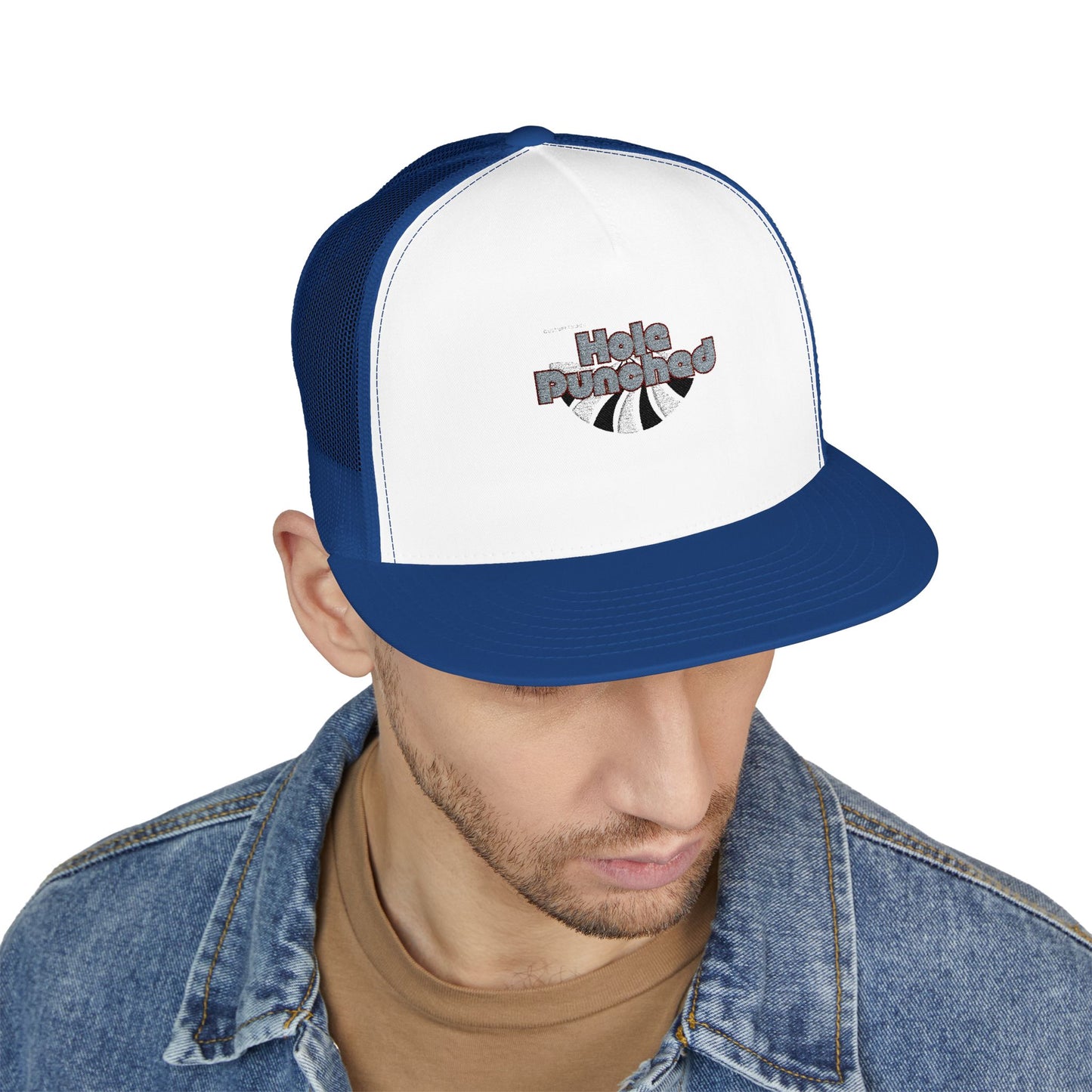 Hole Punched 5 Panel Trucker Cap (Embroidery)