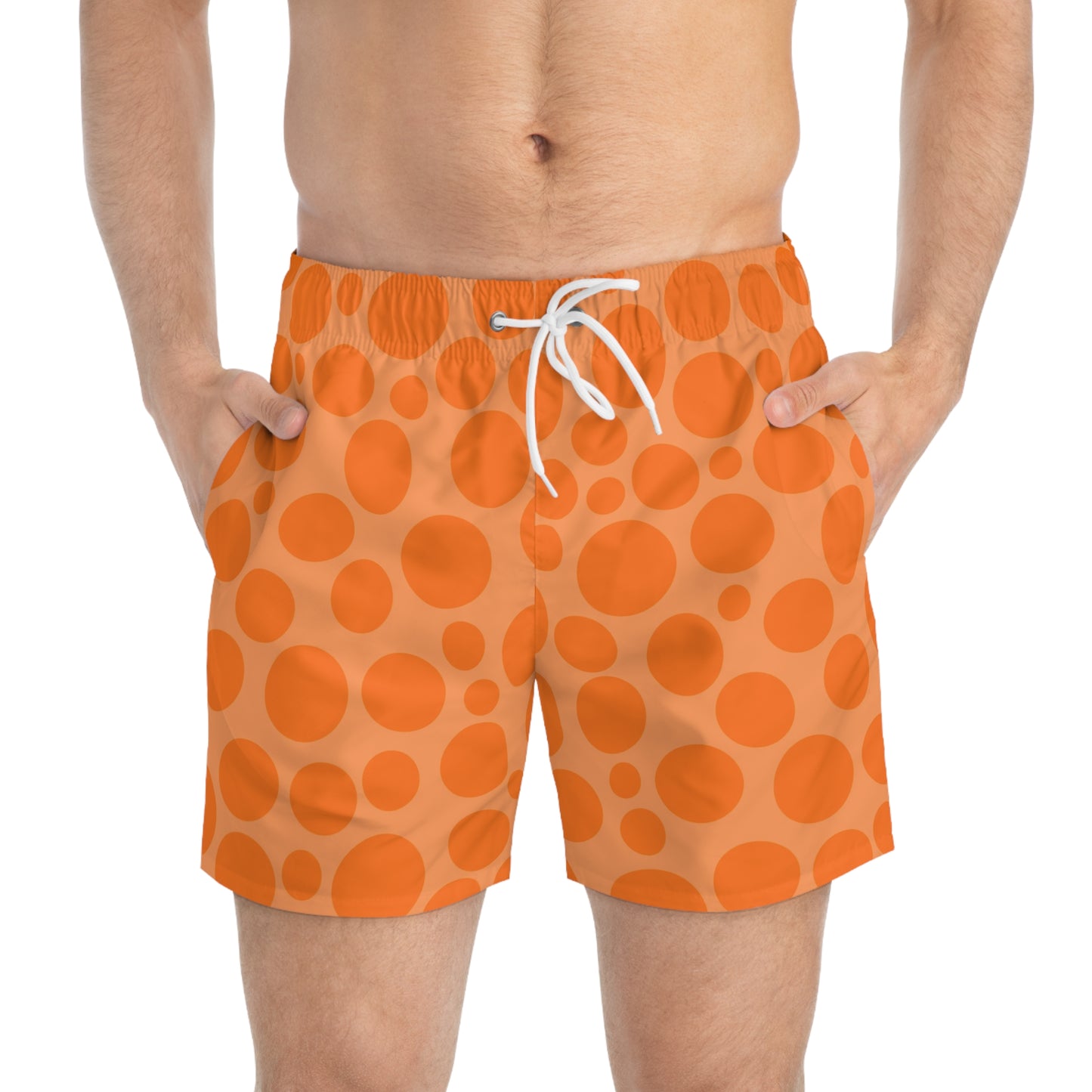 Orange Polka Dot Swim Trunks (AOP)