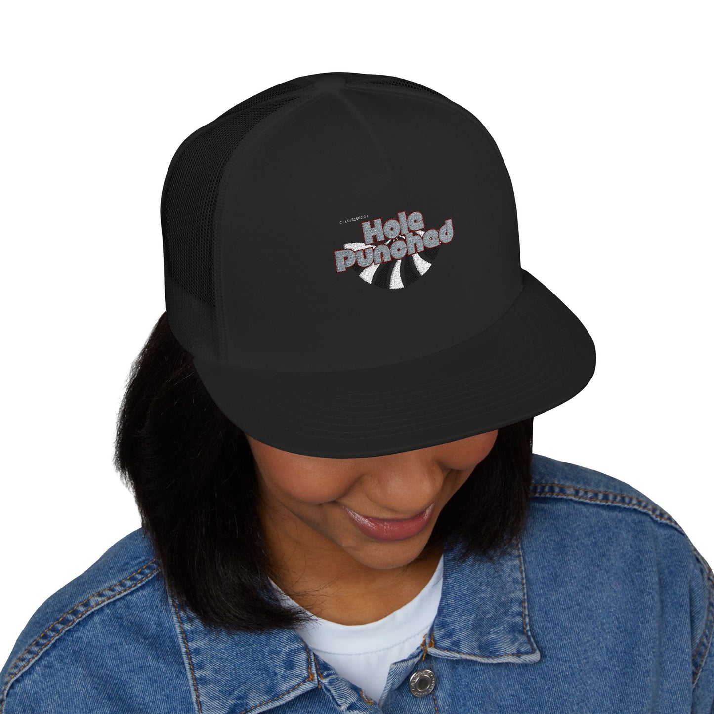 Hole Punched 5 Panel Trucker Cap (Embroidery)