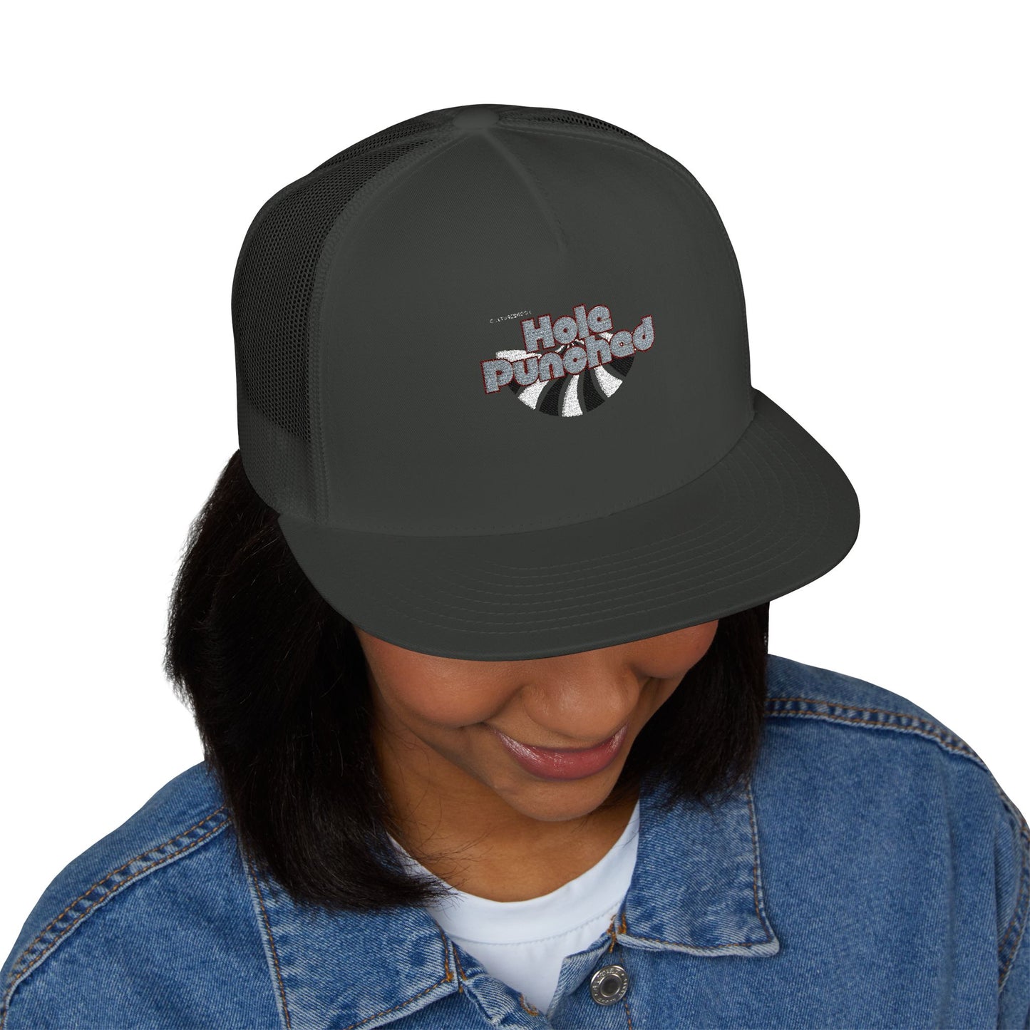 Hole Punched 5 Panel Trucker Cap (Embroidery)