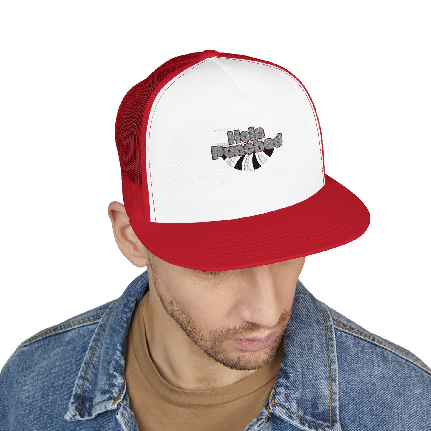 Hole Punched 5 Panel Trucker Cap (Embroidery)