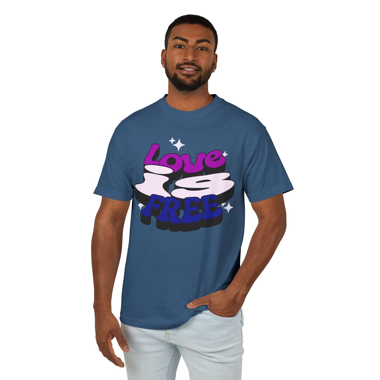 Love is Free Unisex Garment-Dyed Heavyweight Cotton Tee