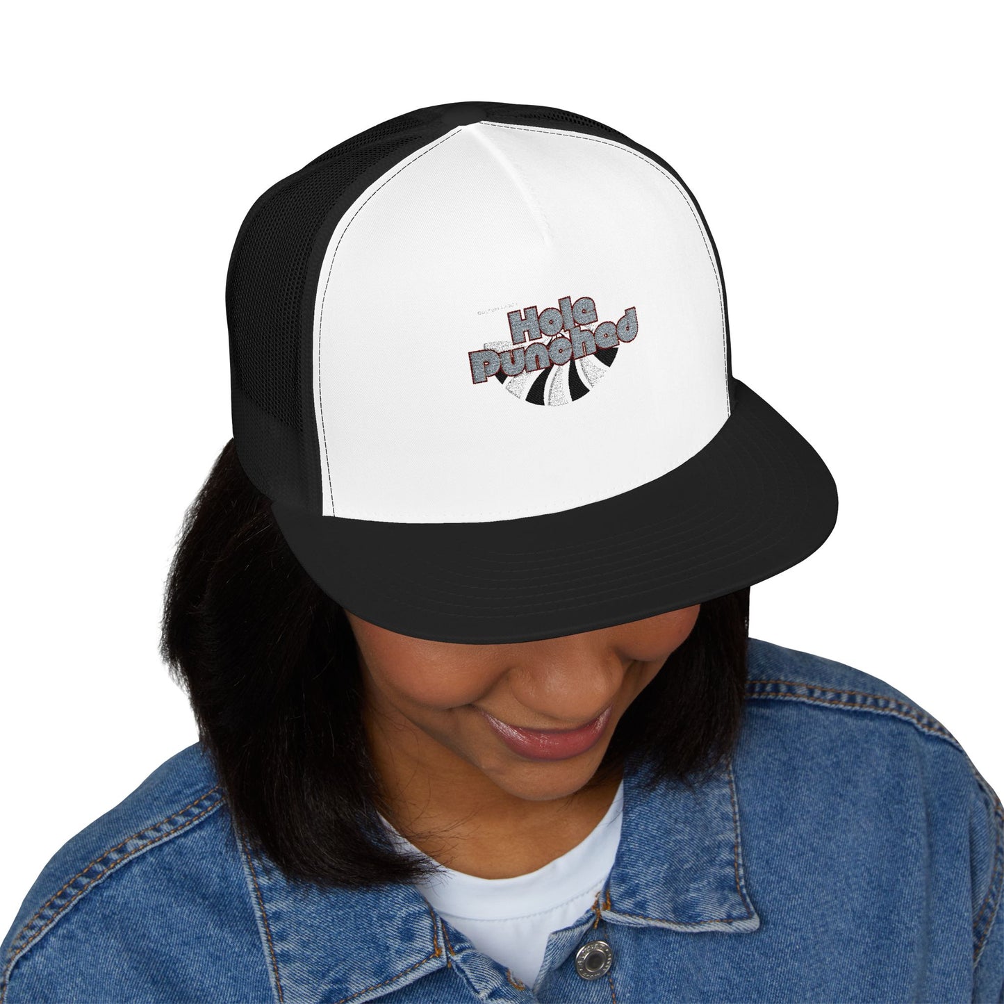 Hole Punched 5 Panel Trucker Cap (Embroidery)