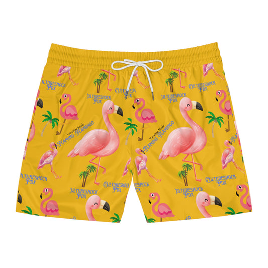 Vacation Flamingo CultureShock Men's Mid-Length Swim Shorts (AOP)