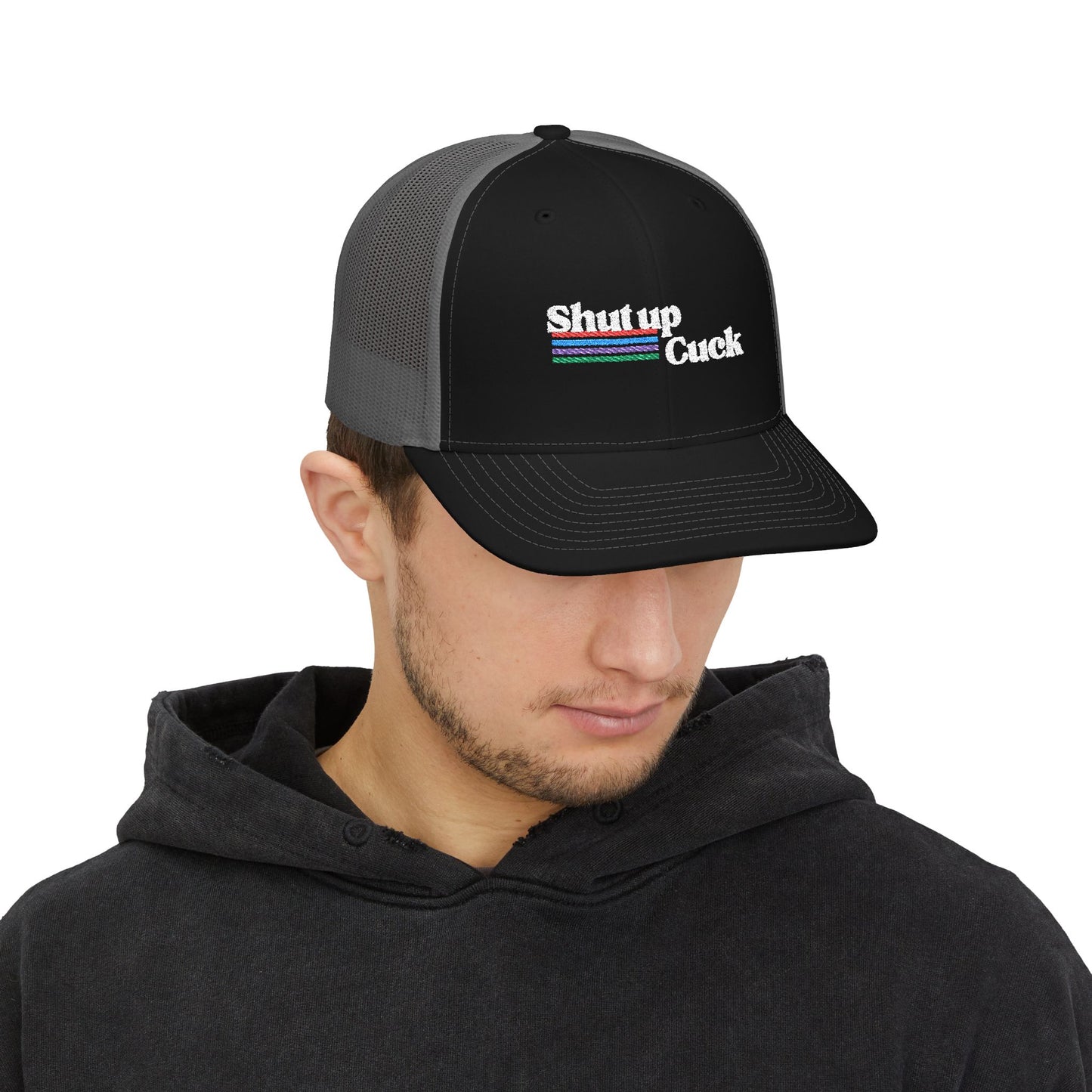 Shut up cuck Snapback Trucker Cap (Embroidery)