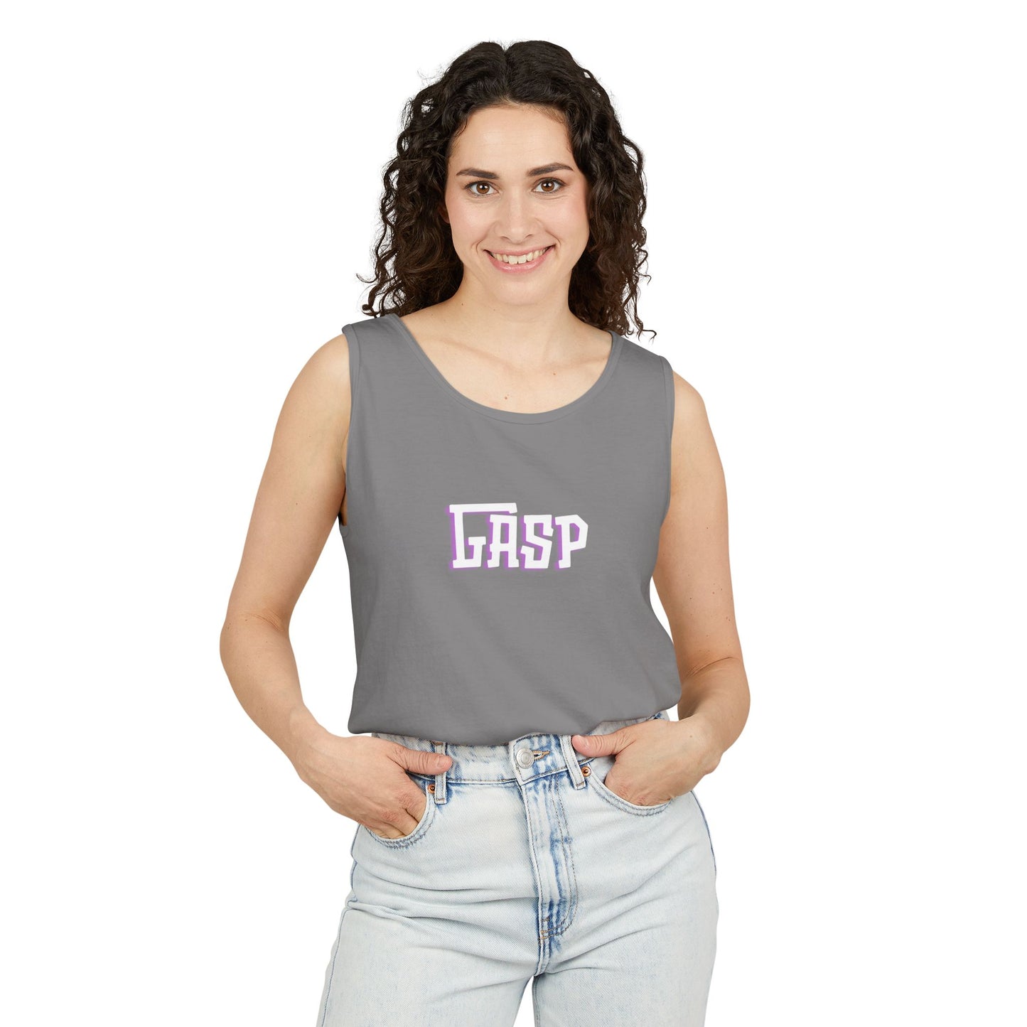 Gasp Letters White Unisex Garment-Dyed Tank Top