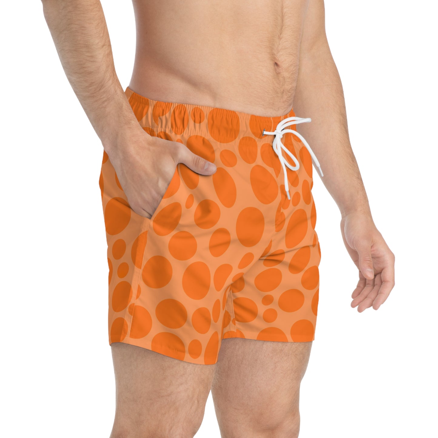 Orange Polka Dot Swim Trunks (AOP)
