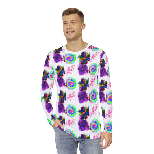 Purple Spiral Men's Long Sleeve Shirt (AOP)