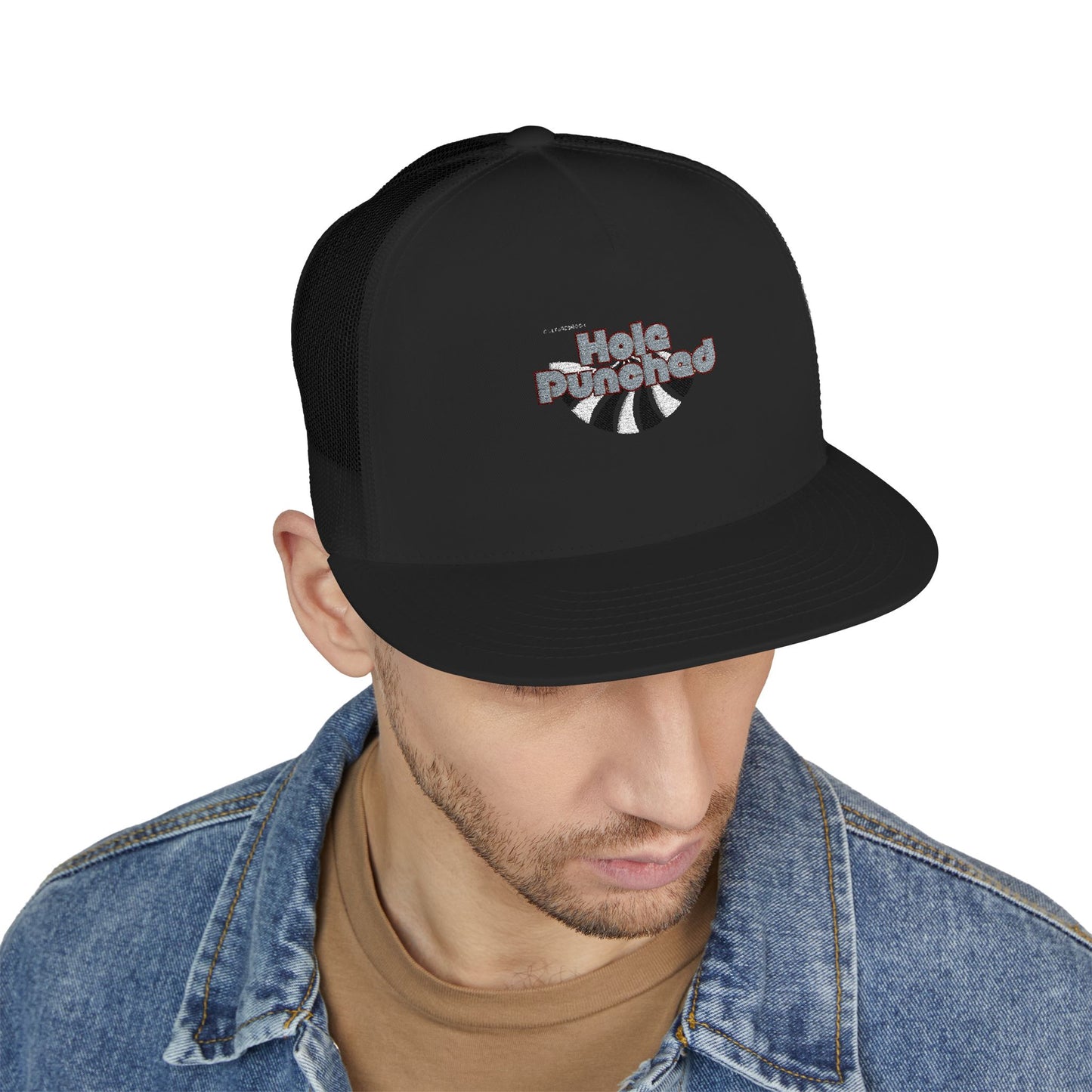 Hole Punched 5 Panel Trucker Cap (Embroidery)