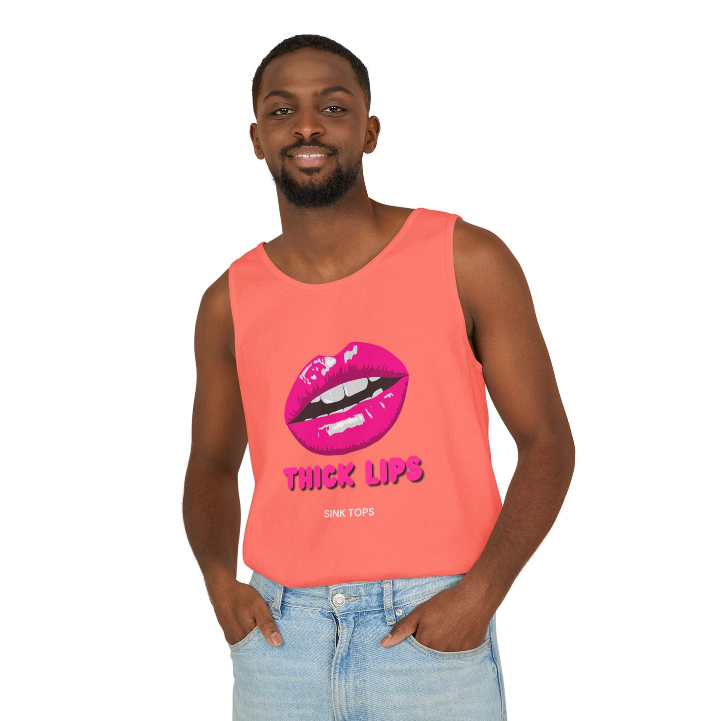 Thick Lips Sink Tops Unisex Garment-Dyed Tank Top