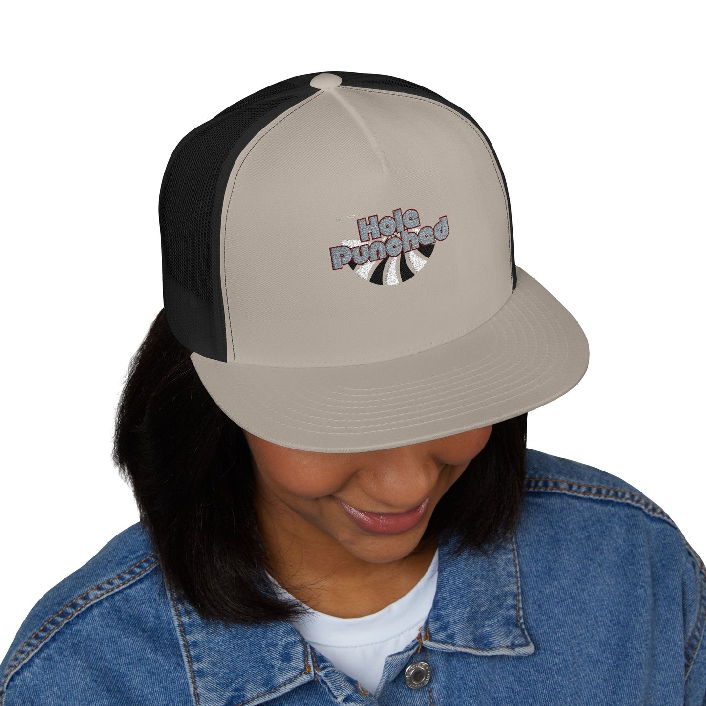 Hole Punched 5 Panel Trucker Cap (Embroidery)