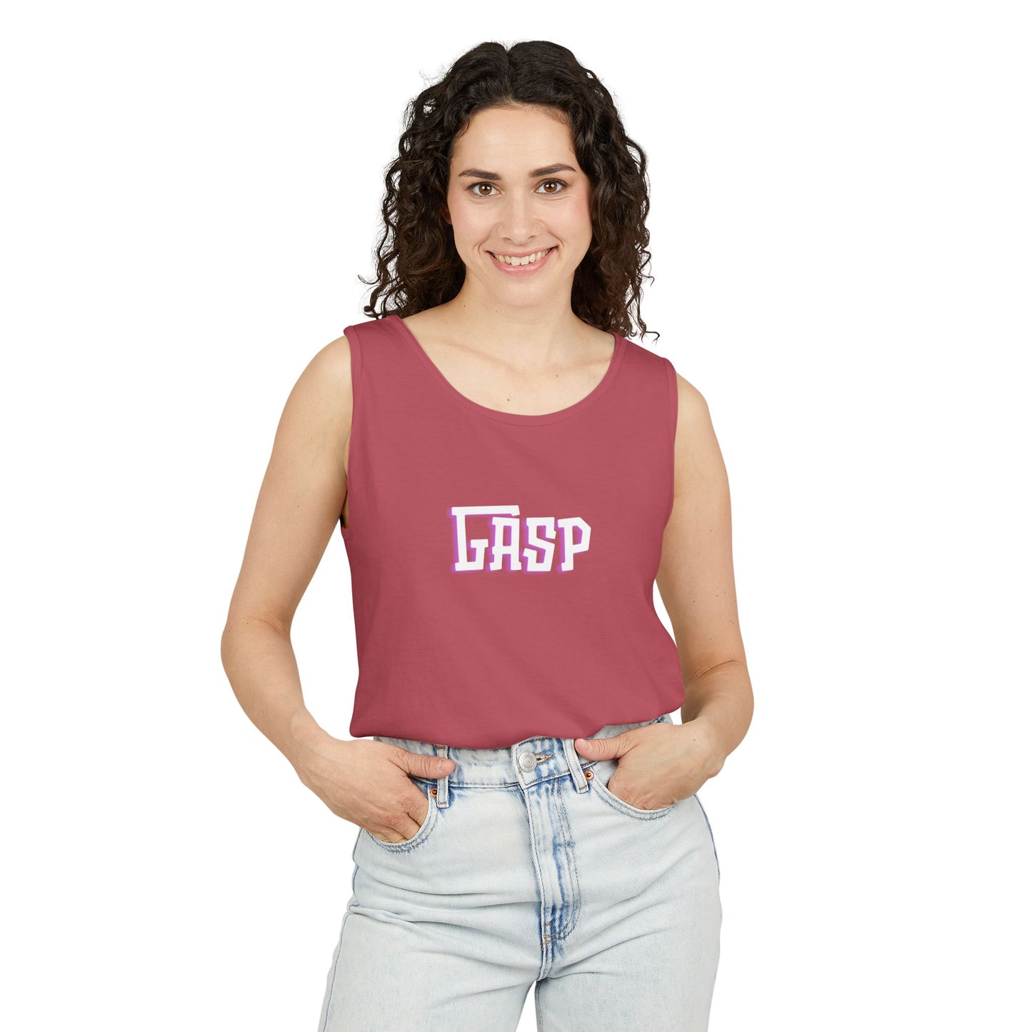 Gasp Letters White Unisex Garment-Dyed Tank Top