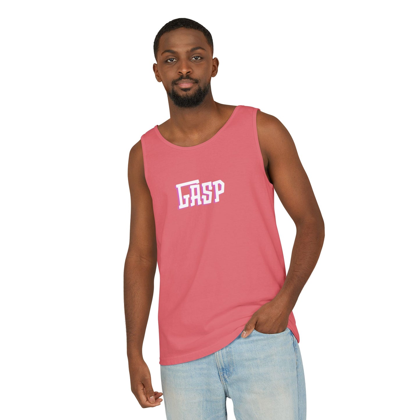Gasp Letters White Unisex Garment-Dyed Tank Top