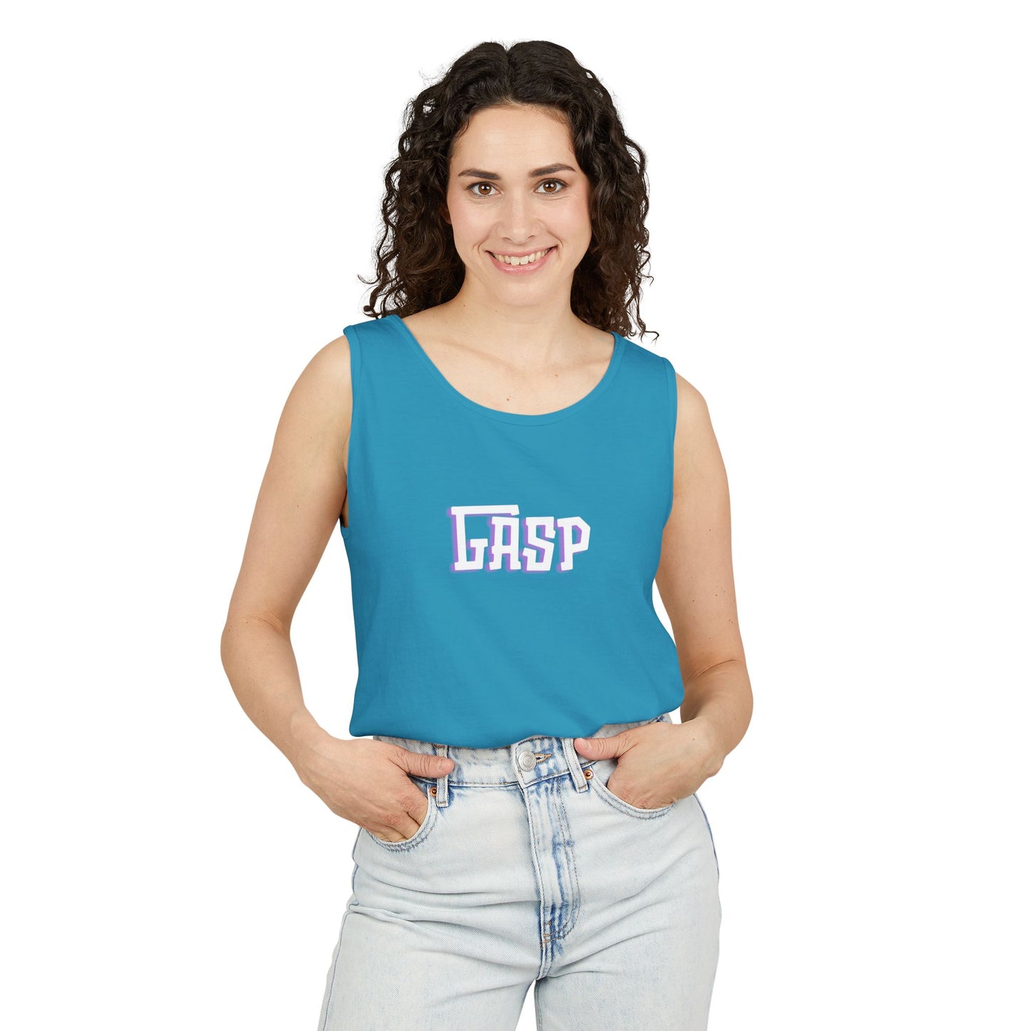 Gasp Letters White Unisex Garment-Dyed Tank Top