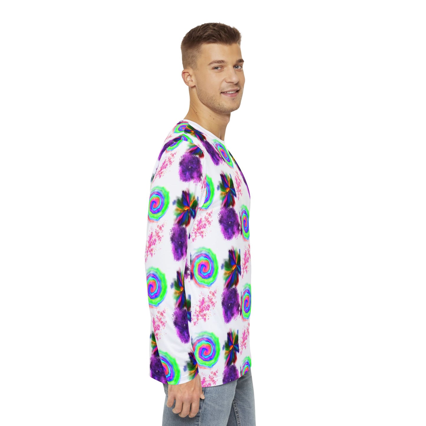 Purple Spiral Men's Long Sleeve Shirt (AOP)