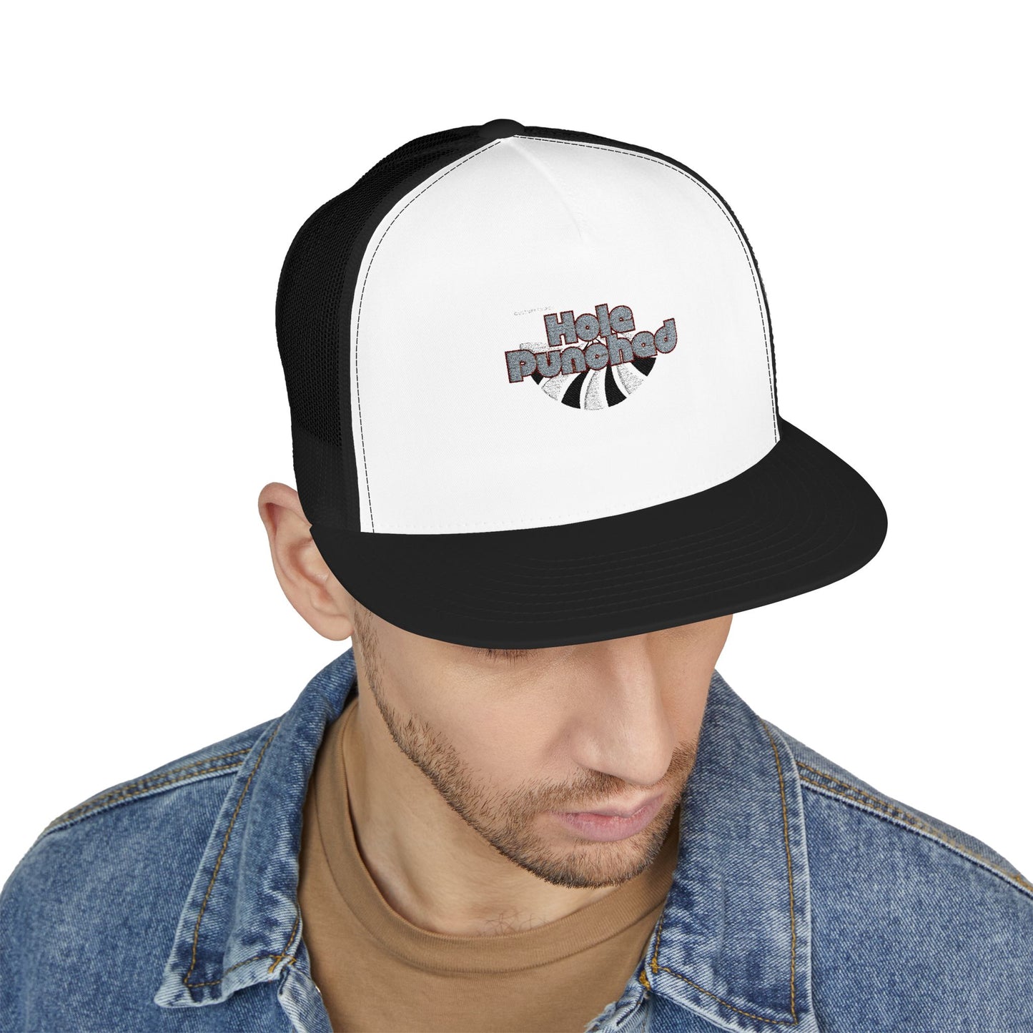 Hole Punched 5 Panel Trucker Cap (Embroidery)