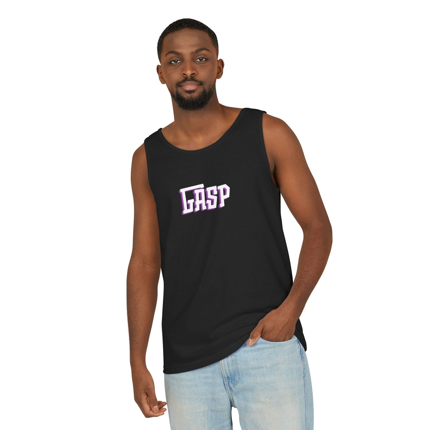 Gasp Letters White Unisex Garment-Dyed Tank Top