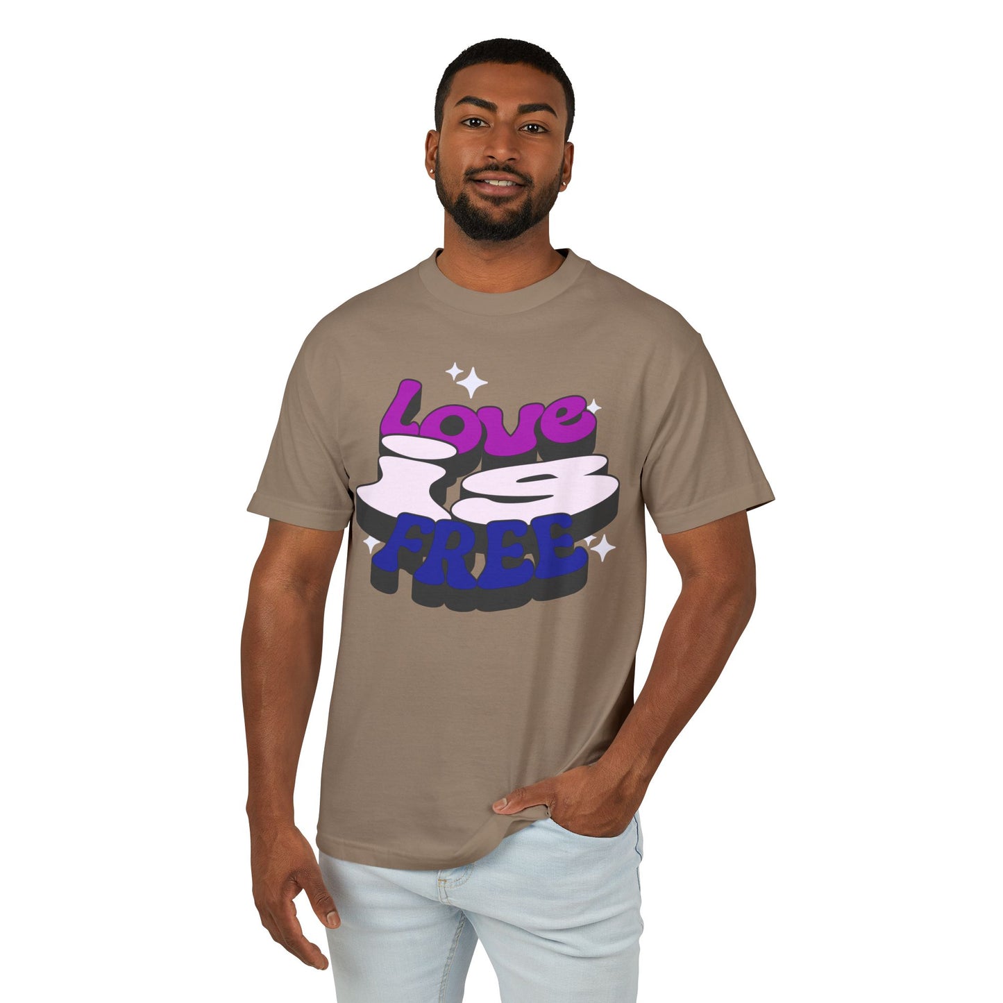 Love is Free Unisex Garment-Dyed Heavyweight Cotton Tee