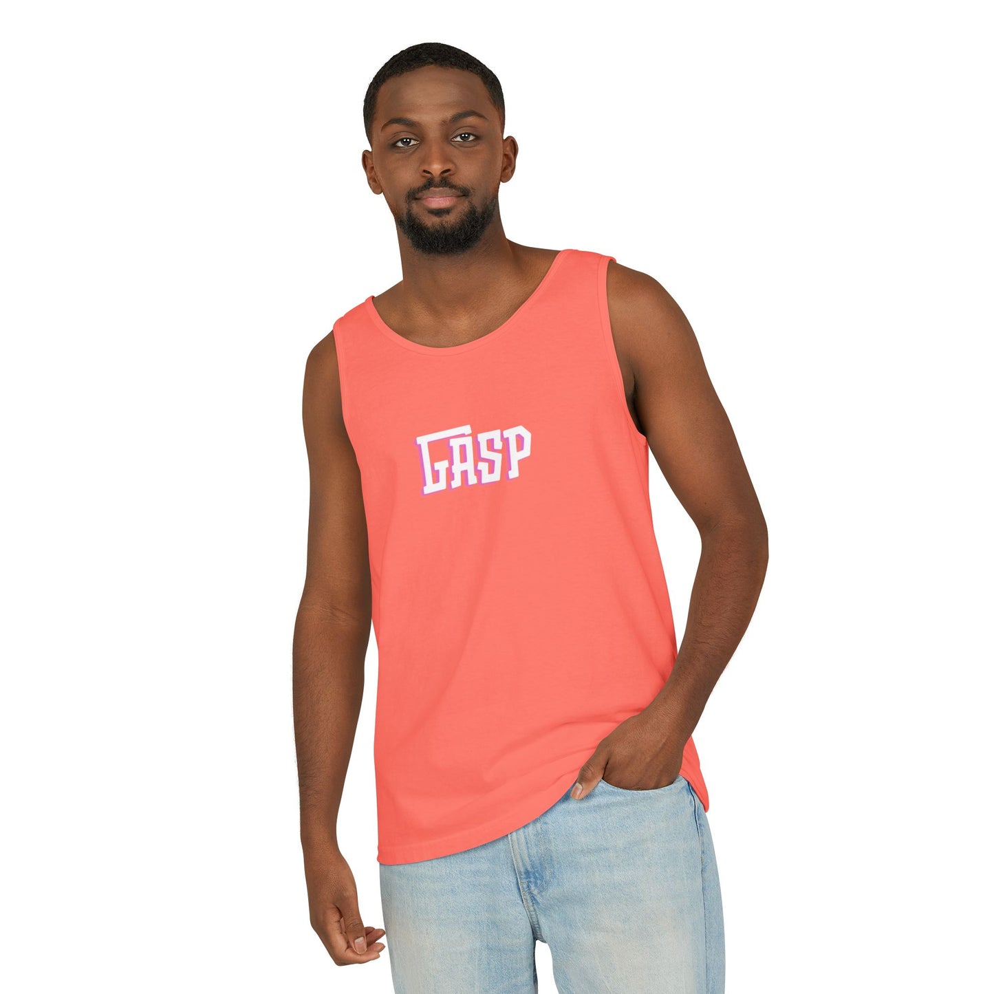 Gasp Letters White Unisex Garment-Dyed Tank Top