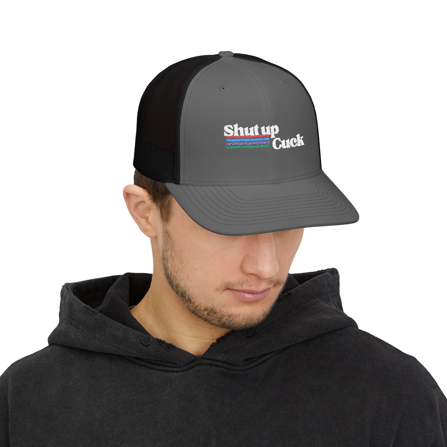 Shut up cuck Snapback Trucker Cap (Embroidery)