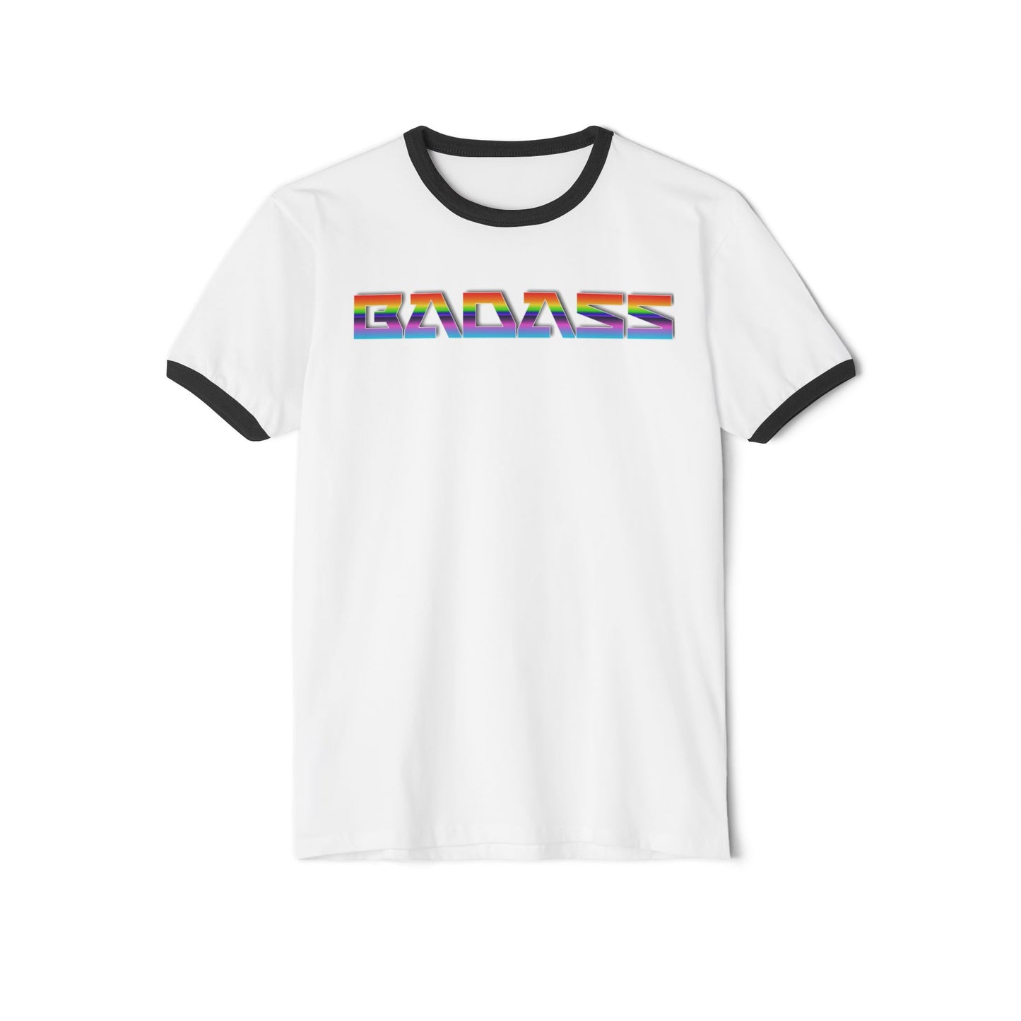 Rainbow Badass Unisex Cotton Ringer T-Shirt