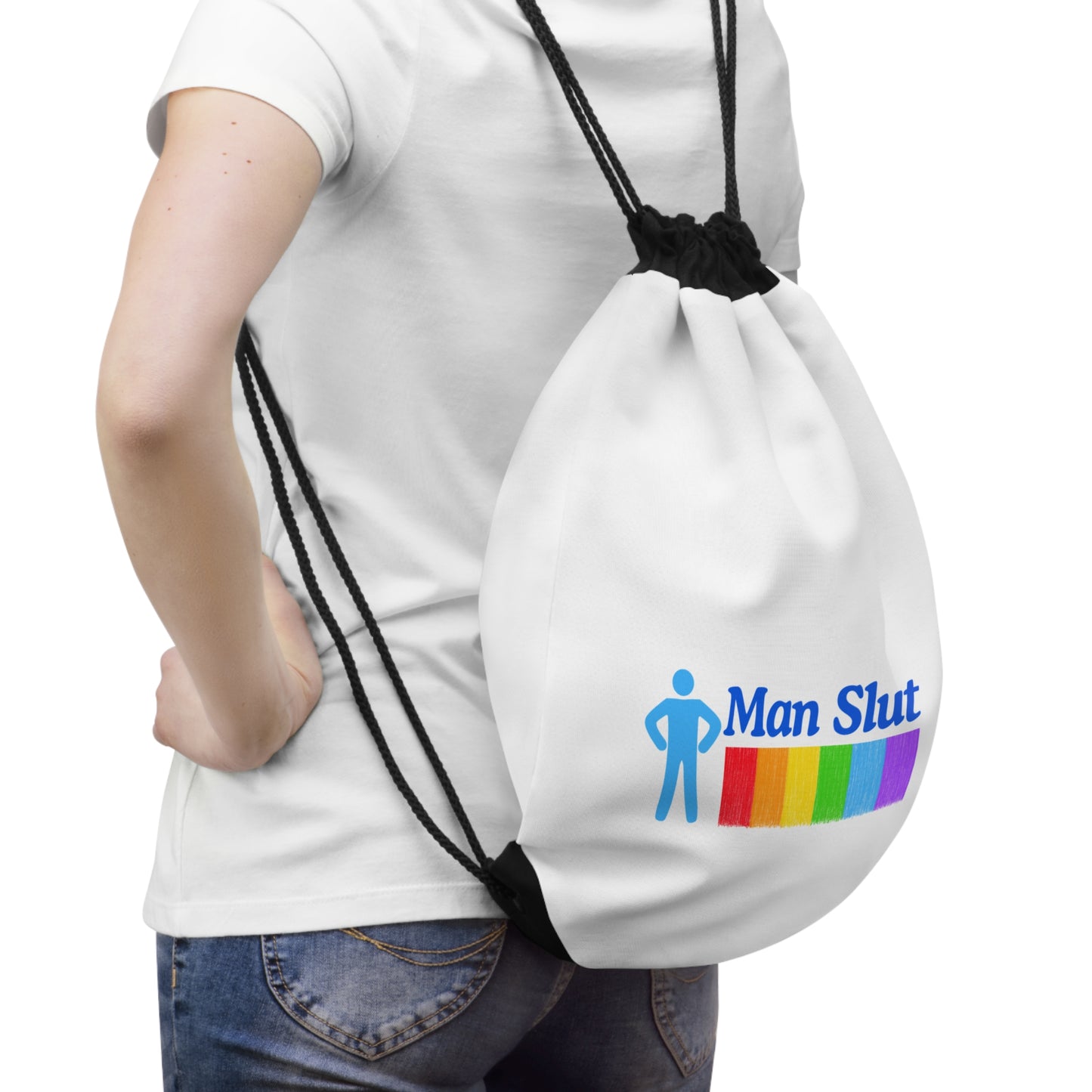 Man Slut Drawstring Bag