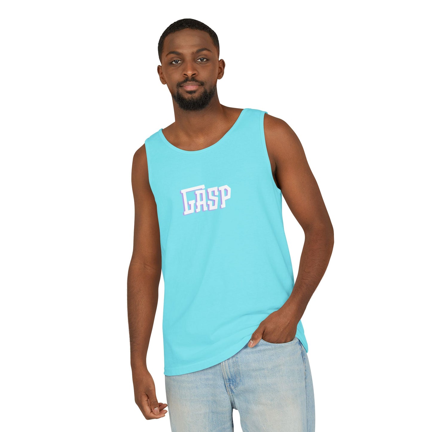 Gasp Letters White Unisex Garment-Dyed Tank Top