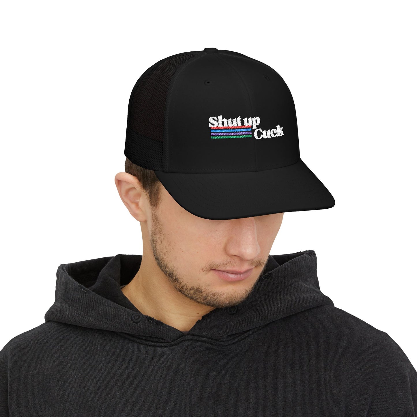 Shut up cuck Snapback Trucker Cap (Embroidery)