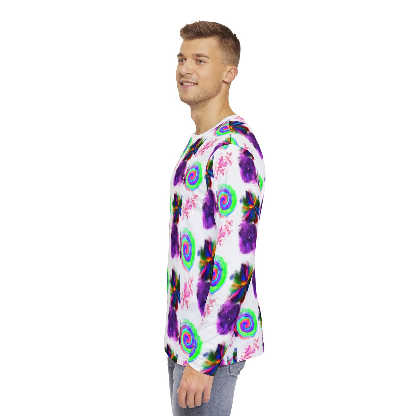 Purple Spiral Men's Long Sleeve Shirt (AOP)