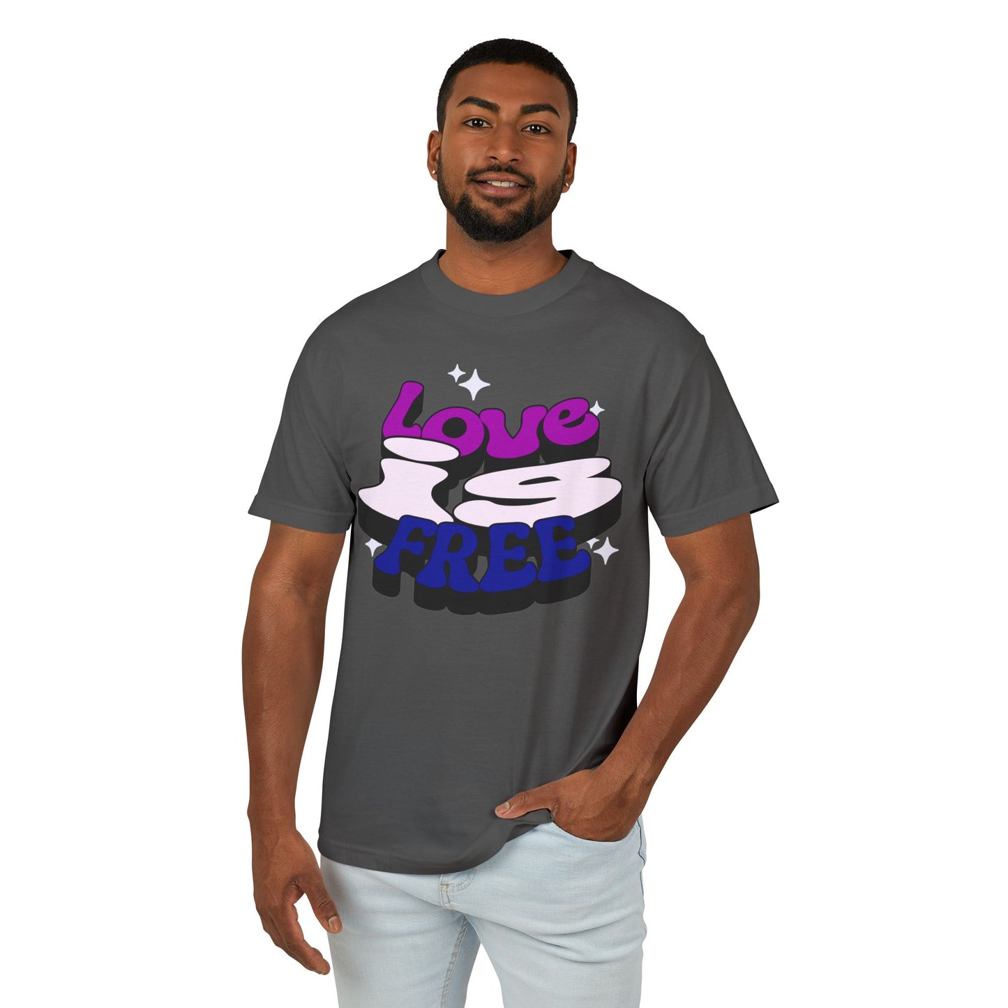 Love is Free Unisex Garment-Dyed Heavyweight Cotton Tee