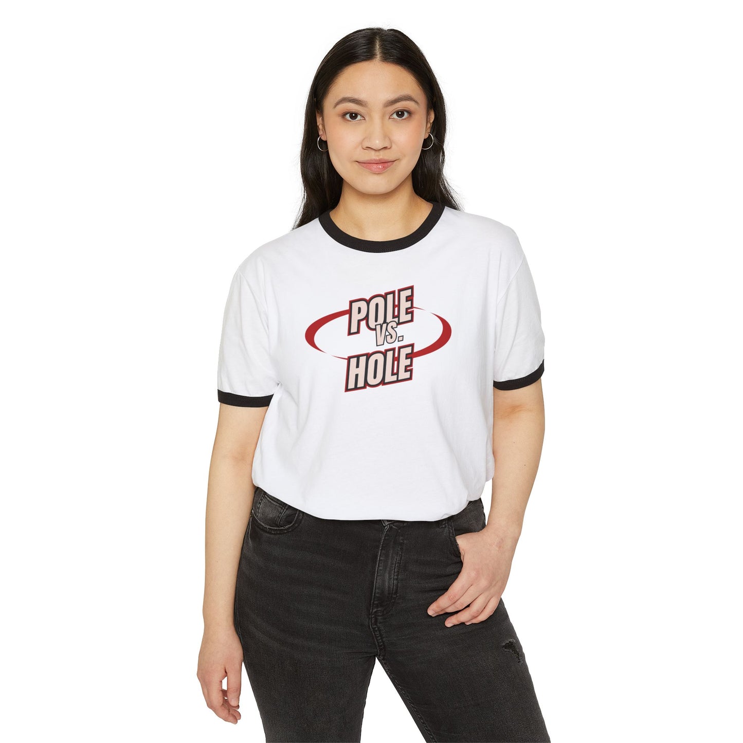 Pole vs. Hole Unisex Cotton Ringer T-Shirt