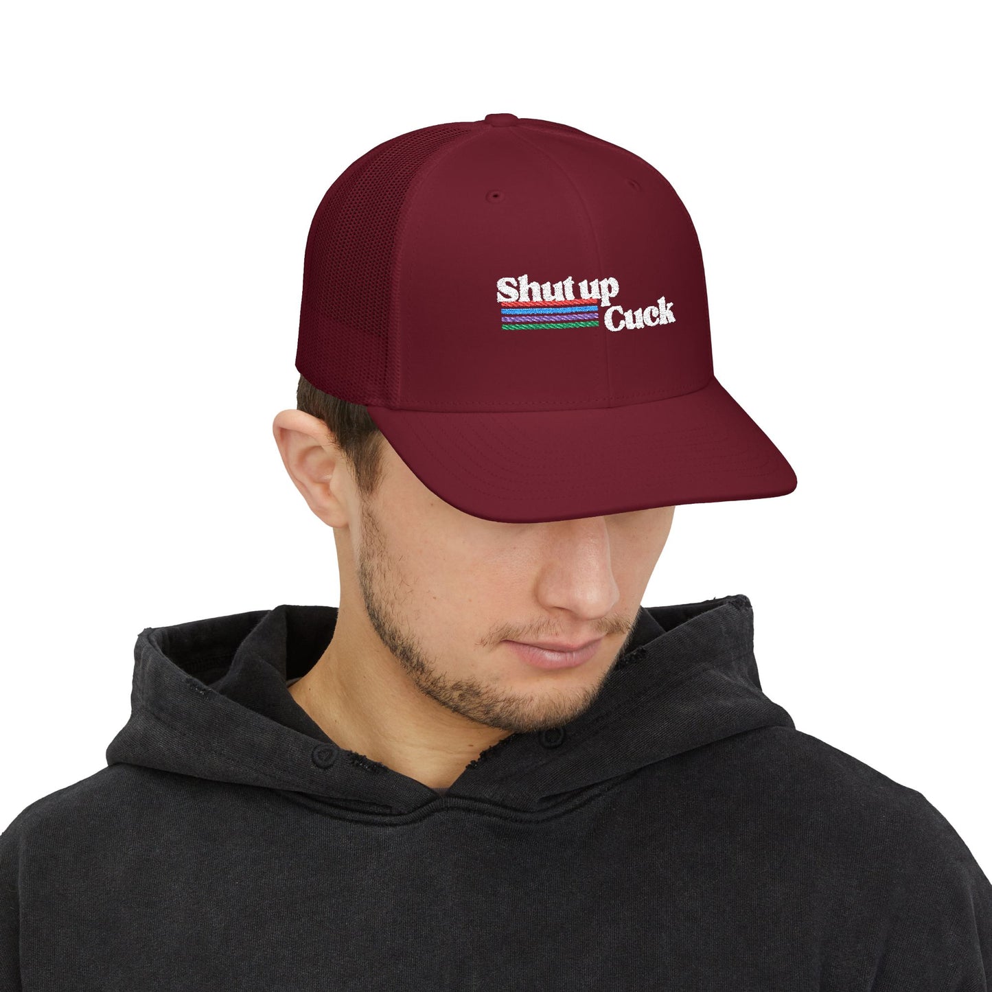 Shut up cuck Snapback Trucker Cap (Embroidery)