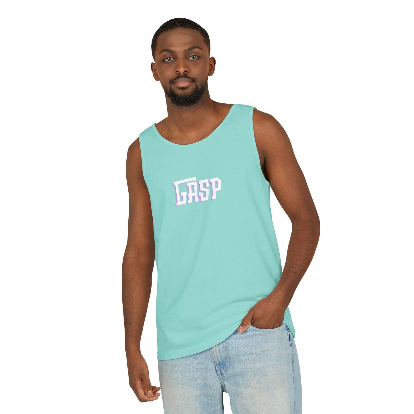 Gasp Letters White Unisex Garment-Dyed Tank Top
