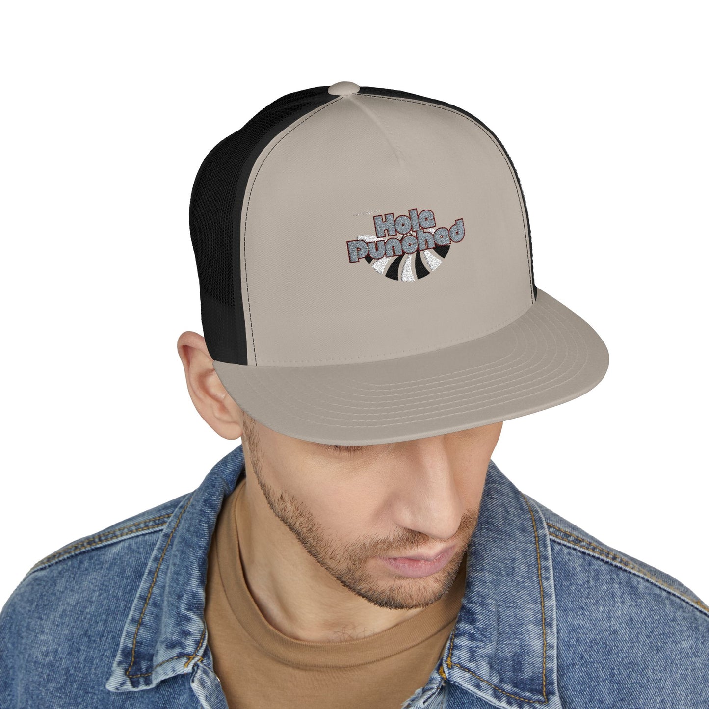 Hole Punched 5 Panel Trucker Cap (Embroidery)