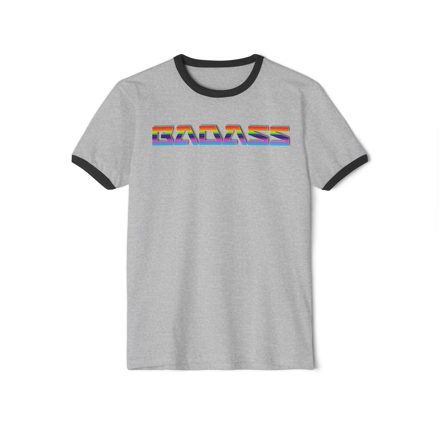 Rainbow Badass Unisex Cotton Ringer T-Shirt