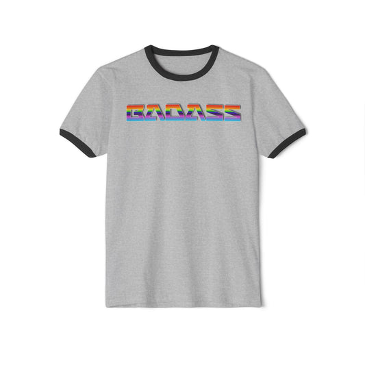 Rainbow Badass Unisex Cotton Ringer T-Shirt