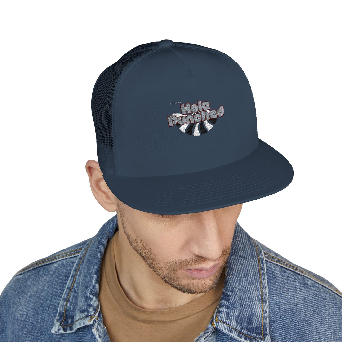 Hole Punched 5 Panel Trucker Cap (Embroidery)