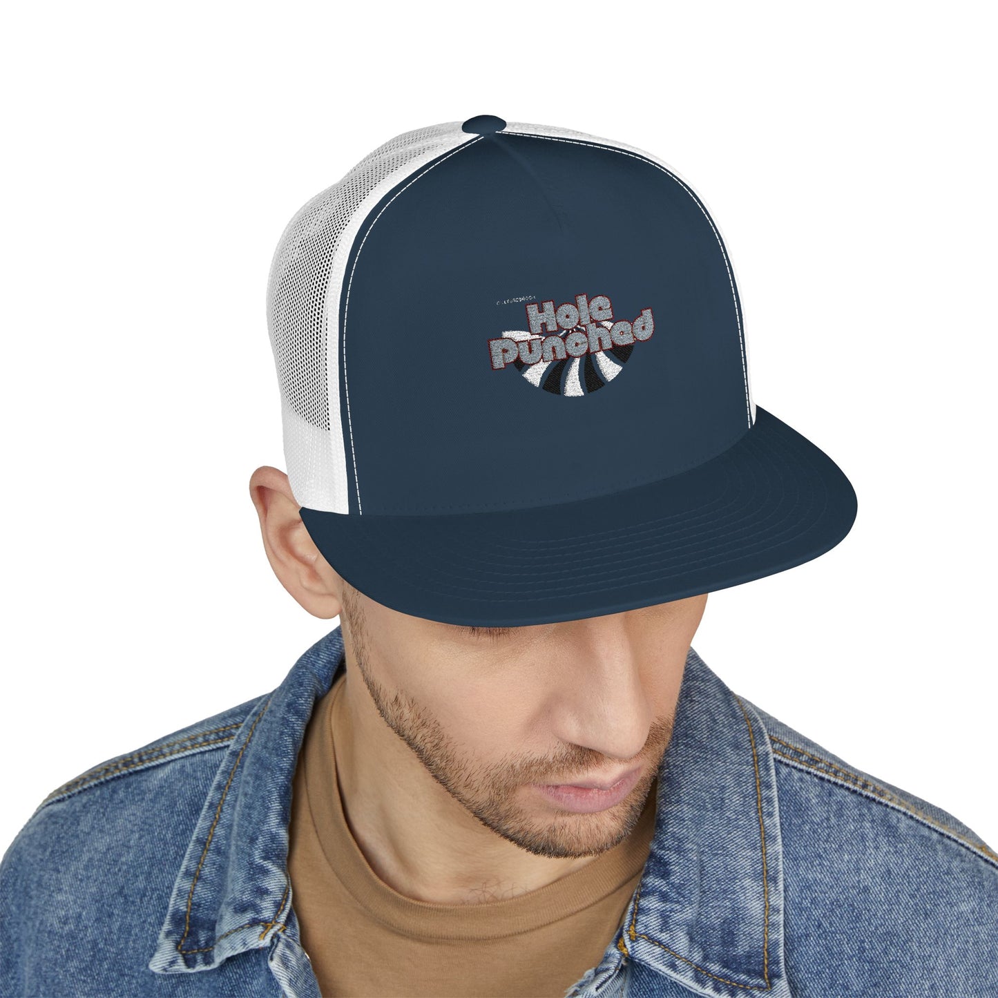 Hole Punched 5 Panel Trucker Cap (Embroidery)