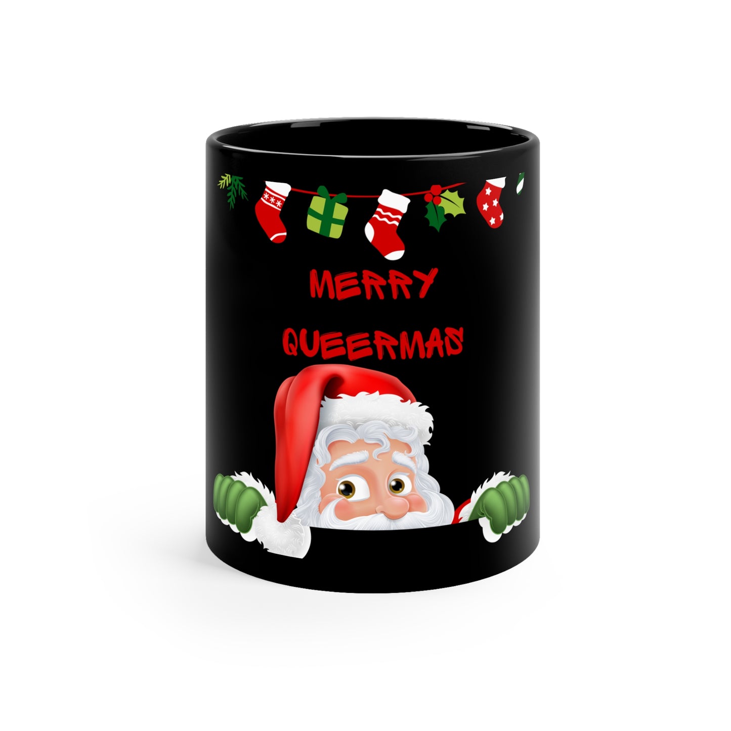 Merry Queermas Black Coffee Mug, 11oz