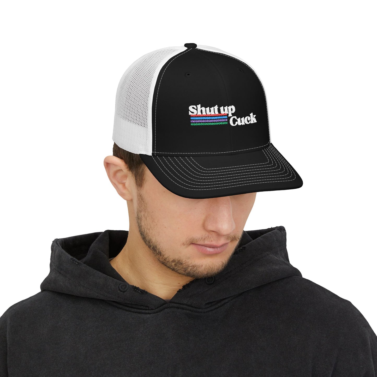 Shut up cuck Snapback Trucker Cap (Embroidery)