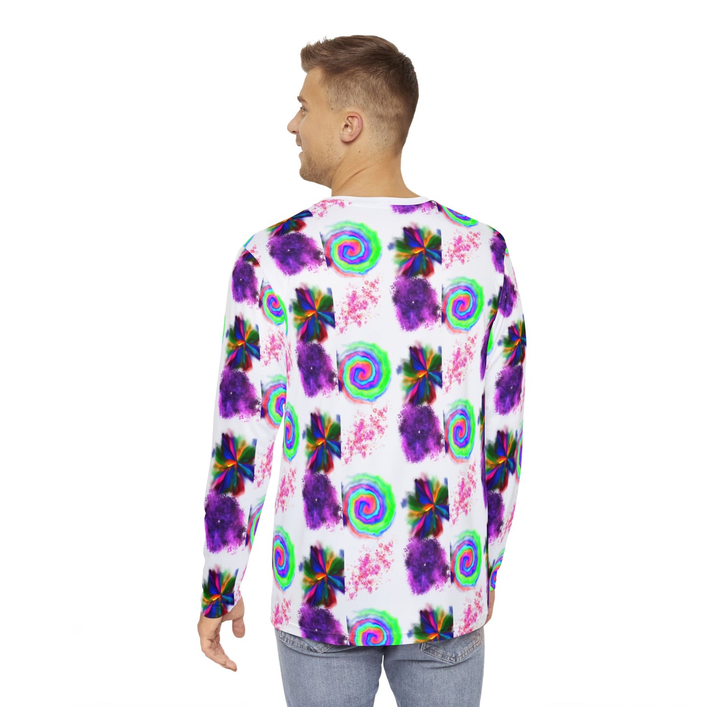 Purple Spiral Men's Long Sleeve Shirt (AOP)