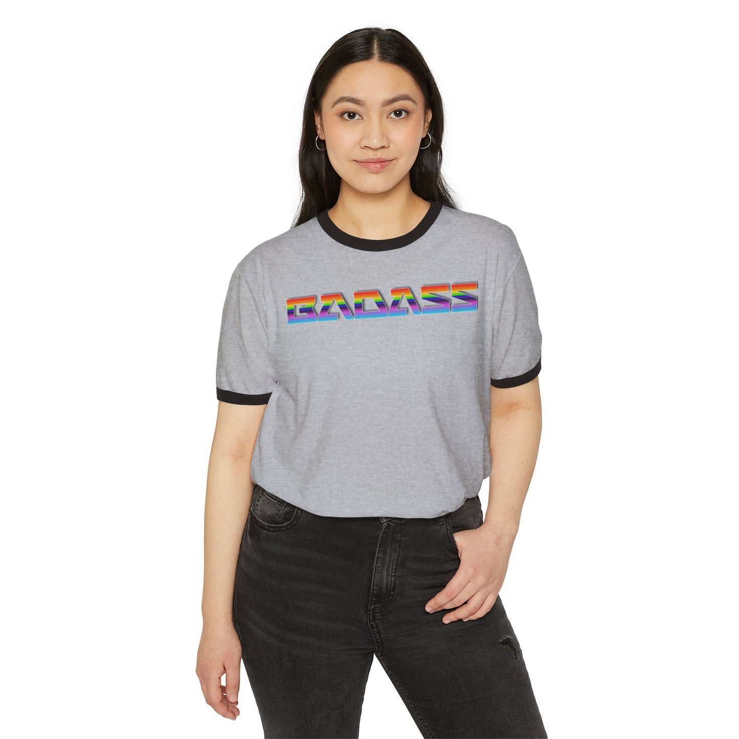 Rainbow Badass Unisex Cotton Ringer T-Shirt