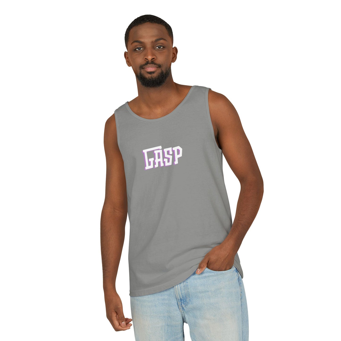 Gasp Letters White Unisex Garment-Dyed Tank Top
