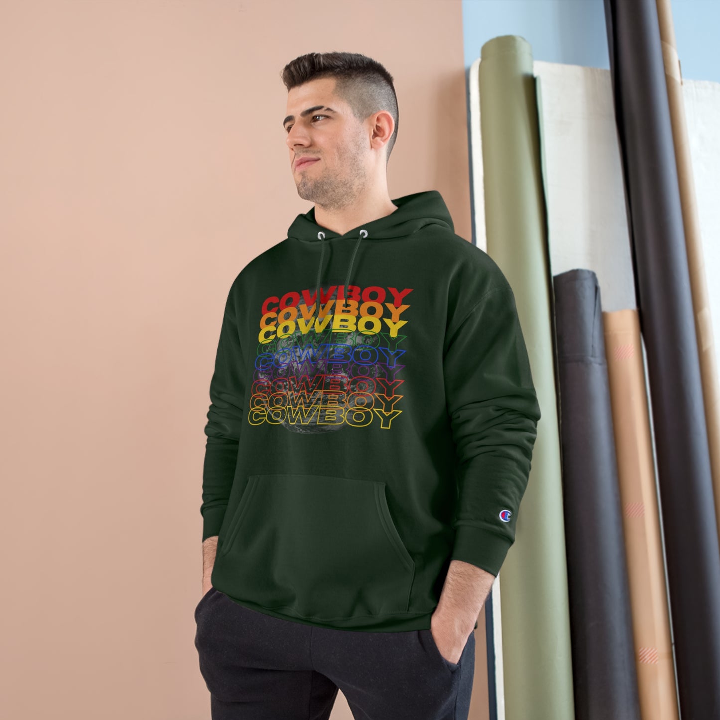 Rainbow Cowboy Champion Hoodie