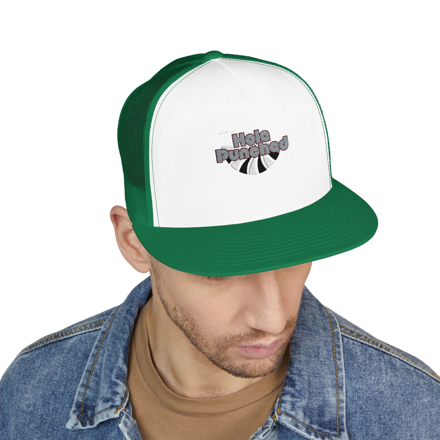 Hole Punched 5 Panel Trucker Cap (Embroidery)