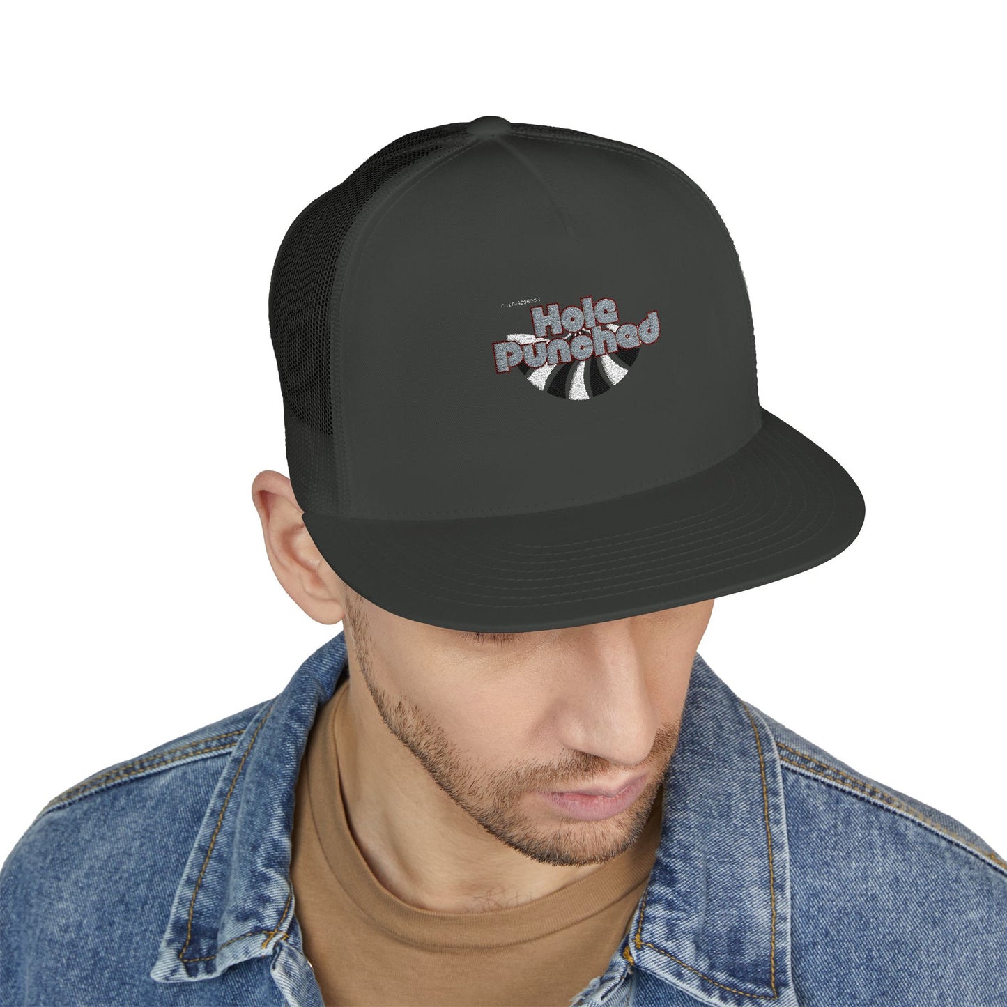 Hole Punched 5 Panel Trucker Cap (Embroidery)