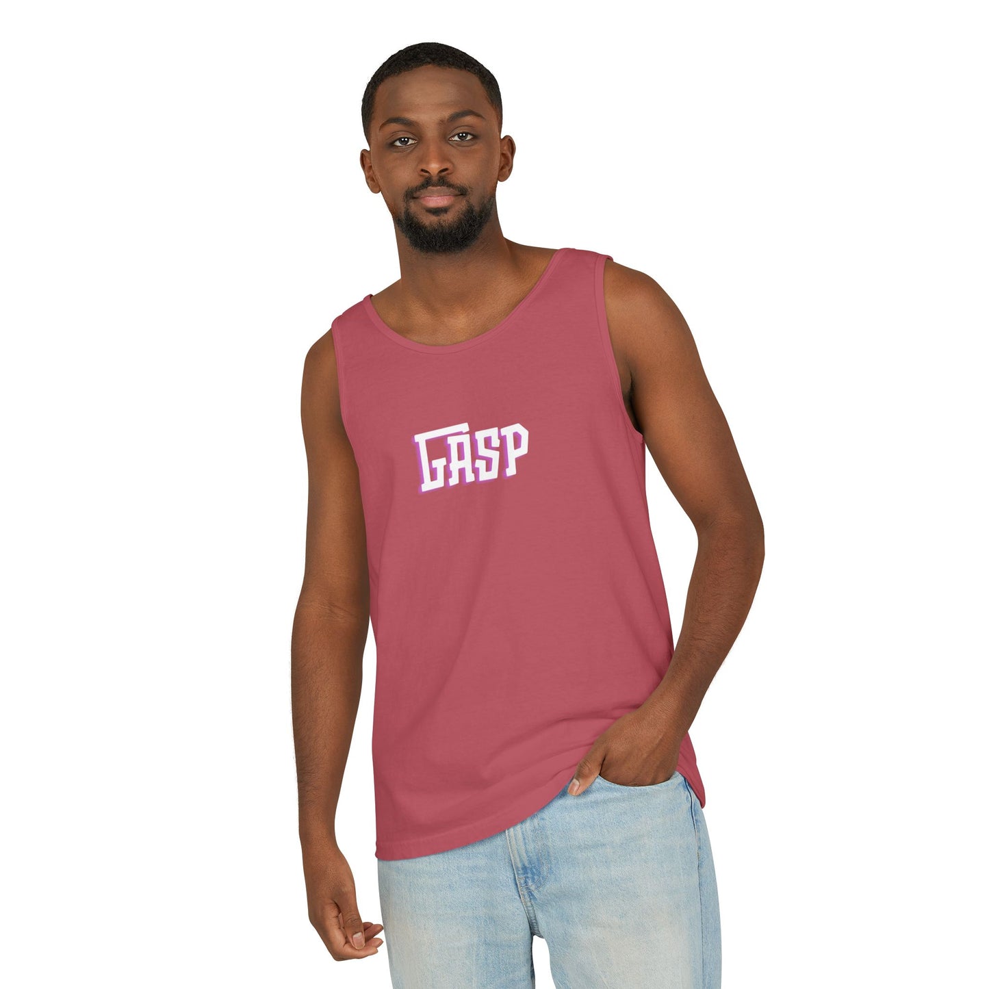 Gasp Letters White Unisex Garment-Dyed Tank Top